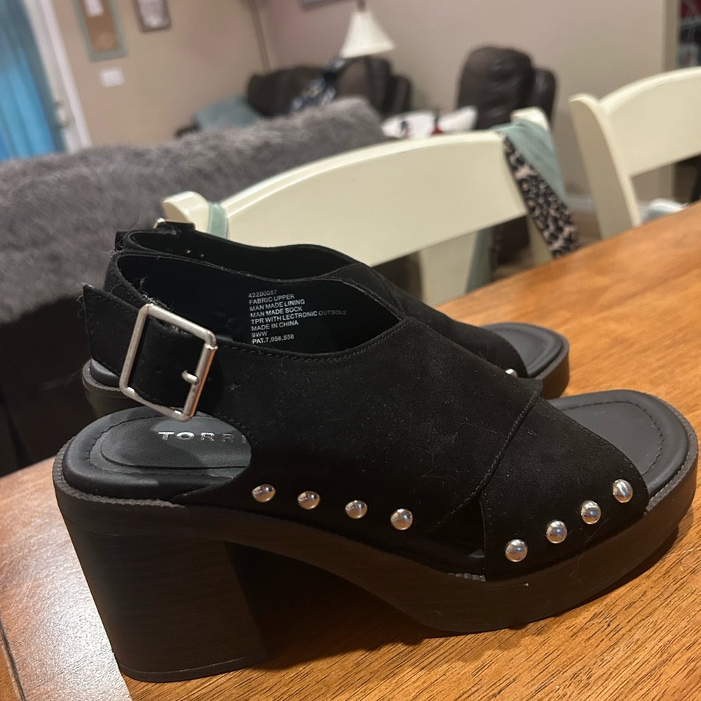 Torrid Black Platform Sandals with Studded Accents